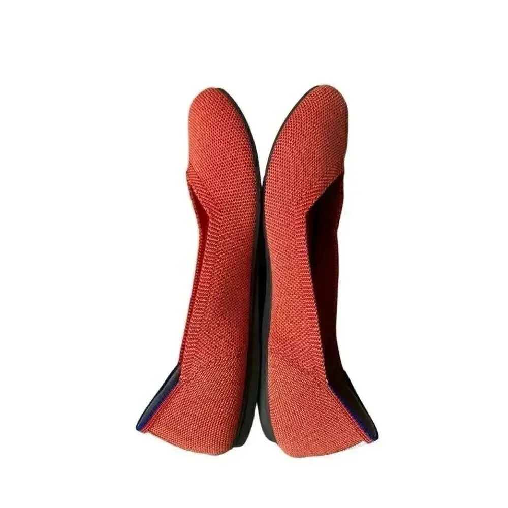 Rothy's Persimmon Marina Stripe Retired Women’s Round Toe Flats SZ 7.5